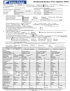 Broker Price Opinion Sample Fill Out And Sign Printable Pdf Template Signnow
