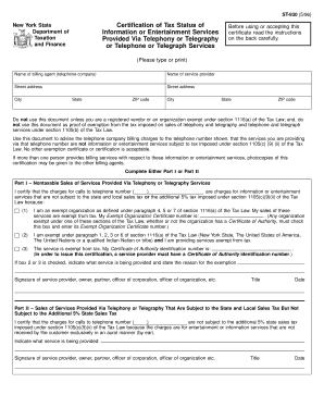 Form ST 930596Certification of Tax Status of Information or Tax Ny