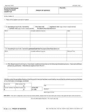 Scao Proof of Service  Form