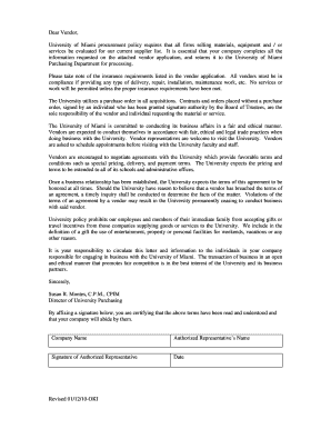 University of Miami Vendor Forms