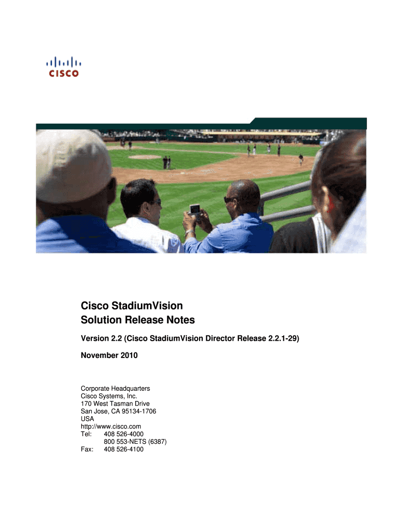 Cisco StadiumVision Release Notes for Release 2 2  Form