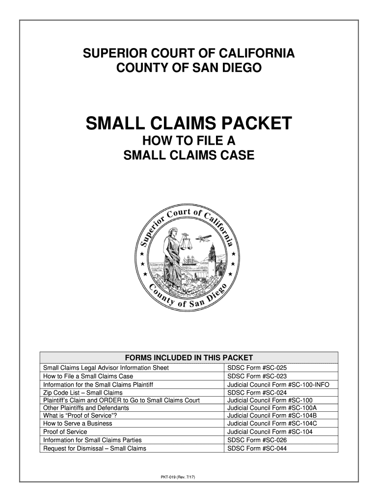  Small Claims Packet Superior Court, San Diego State of California Sdcourt Ca 2013
