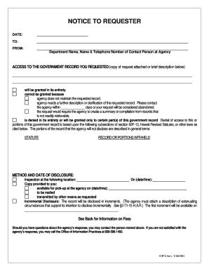 NOTICE to REQUESTER Hawaii Gov Hawaii  Form