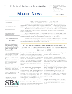 Maine News October SBA Sba  Form