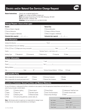 We Energies Service Change Request  Form