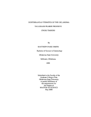 SUBTERRANEAN TERMITES of the OKLAHOMA TALLGRASS Dc Library Okstate  Form