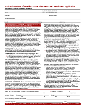 CEP Enrollment Form 0911docx NICEP Nicep