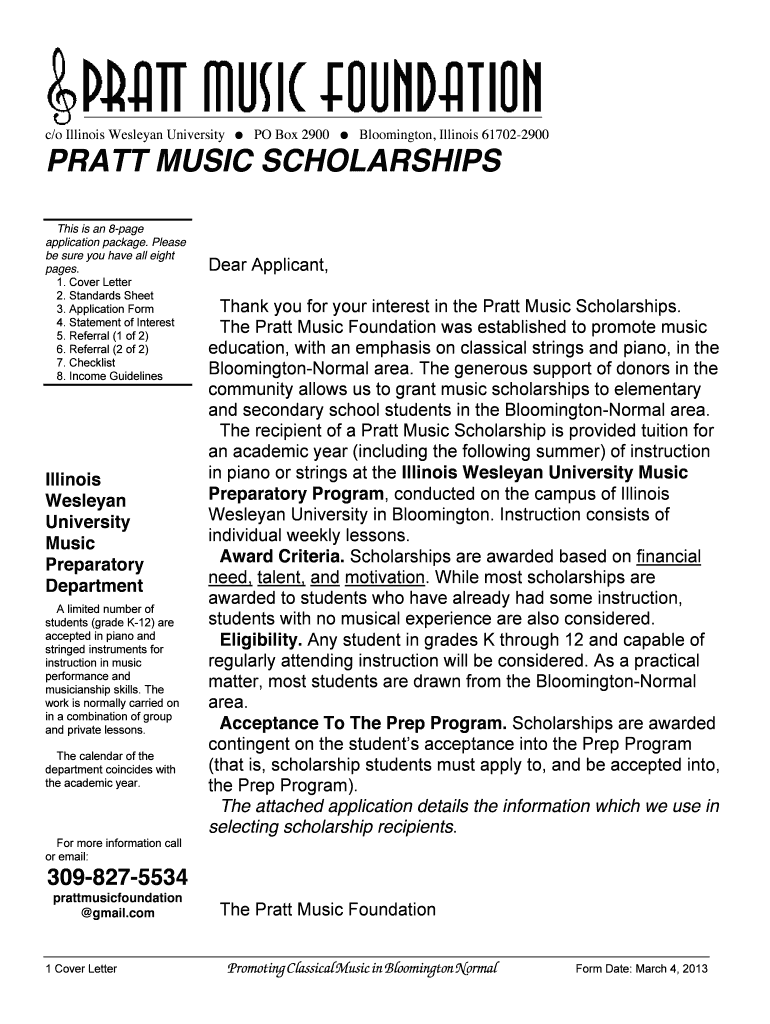 PRATT MUSIC SCHOLARSHIPS  Form