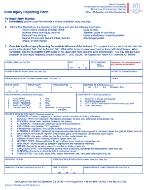 Get and Sign Burn Injury Reporting Form the State of Connecticut Website 2013-2022