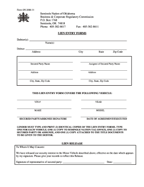 Seminole Nation Tag Agency  Form