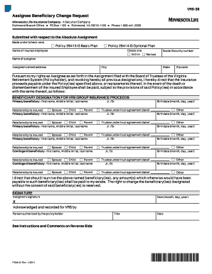 Assignee Beneficiary Change Request  Form