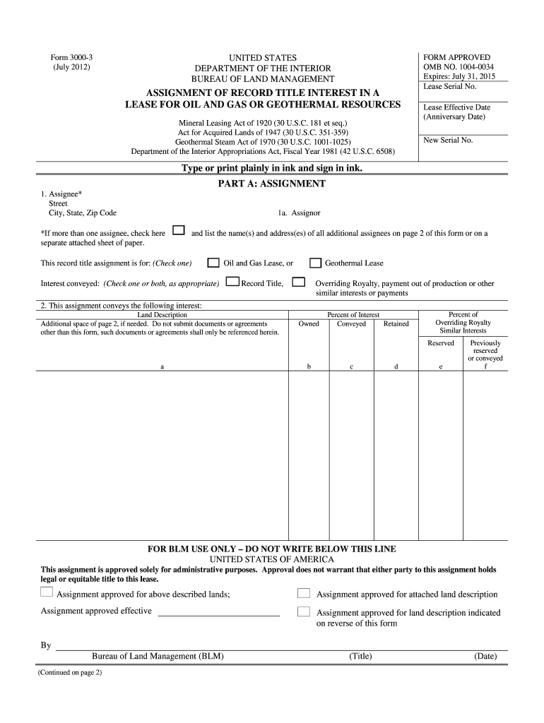 Blm Form 3000 3