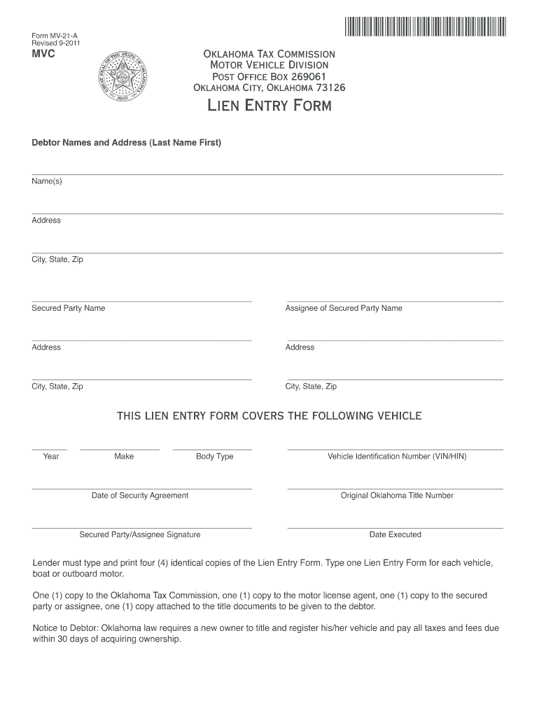  Oklahoma Form Lien 2019