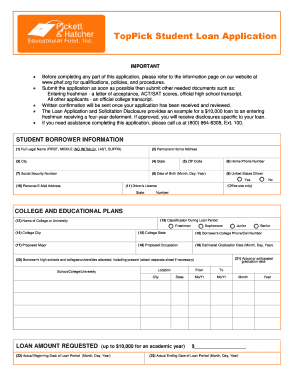  Student Loan Form 2012