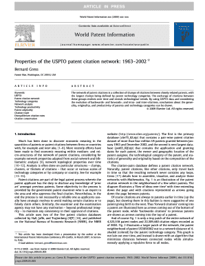 Properties of the USPTO Patent Citation Network 1963 Geza Kzoo  Form