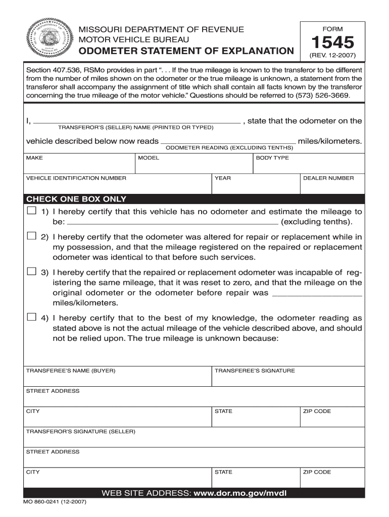 Mo Form 1545 2007