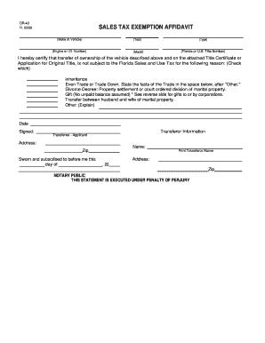 Certificate of Tax Exemption Affidavit Form