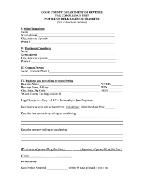 Cook County Bulk Sales  Form