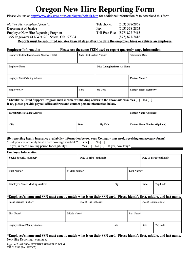  New Employee Application  Form 2007