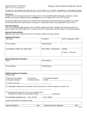 Husky Card Services Neu  Form