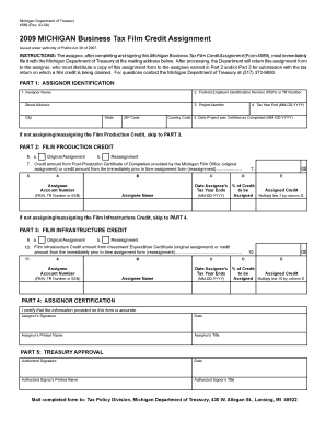 4589, MICHIGAN Business Tax Film Credit Assignment Michigan  Form