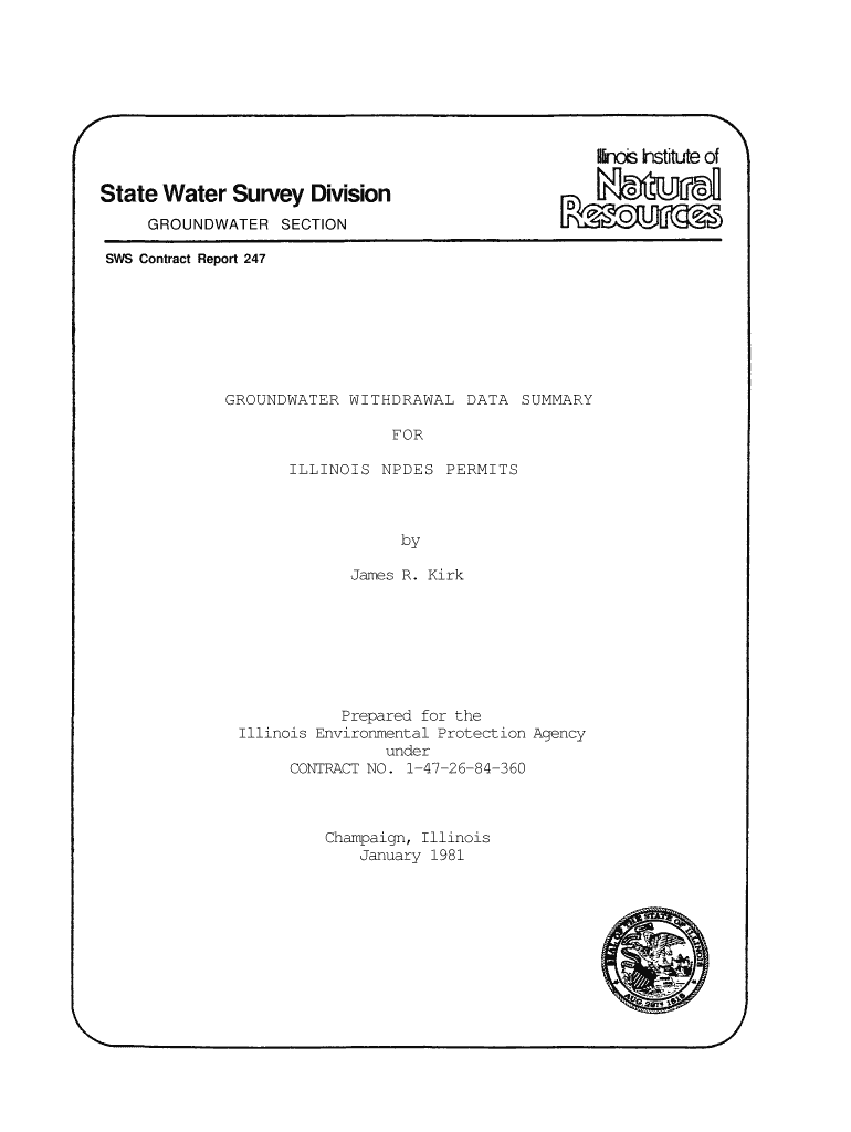 Groundwater Withdrawal Data Summary for Illinois NPDES Permits Isws Illinois  Form