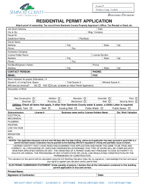 Residential Permit Application Seminole County Government Seminolecountyfl  Form