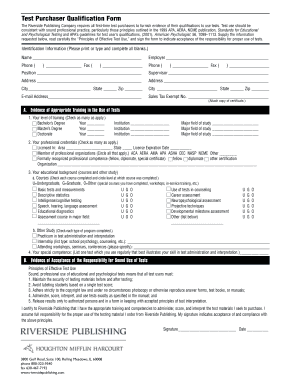 Riverside Publishing Test Purchaser Qualification Form