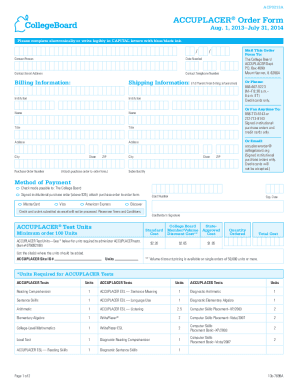 Accuplacer Order Form