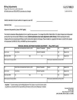 Billing Adjustments Svclinlabs  Form