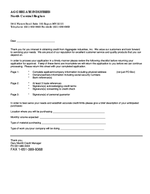 Credit Application PDF Aggregate Industries US  Form