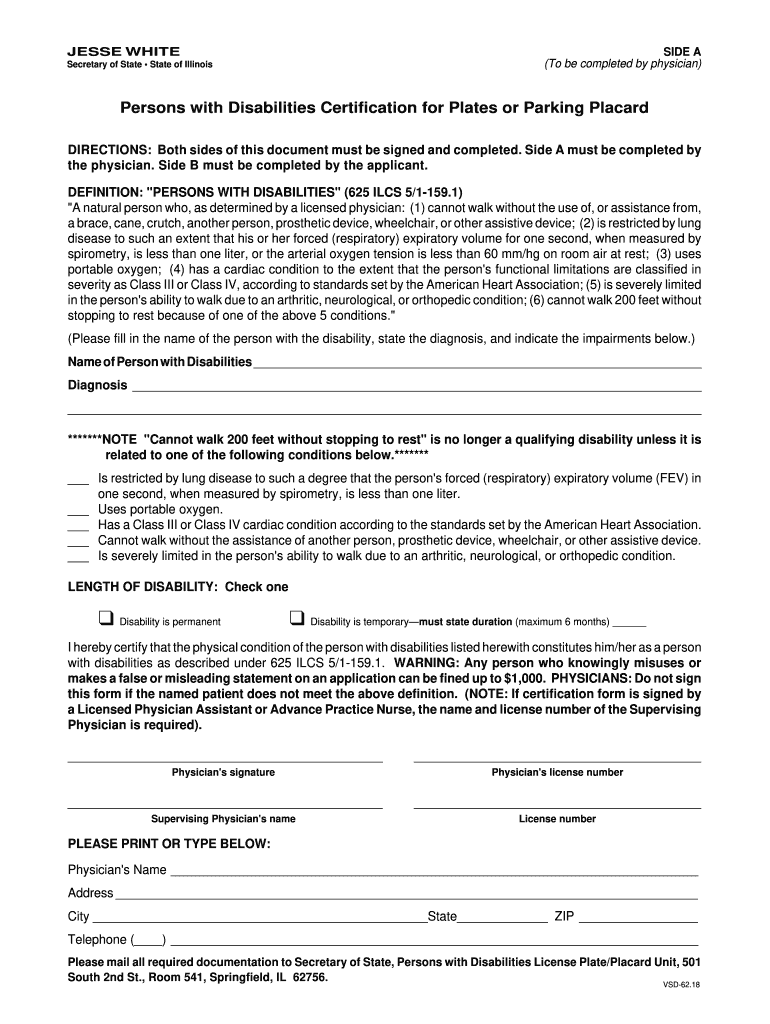 Disability Placard Application  Form