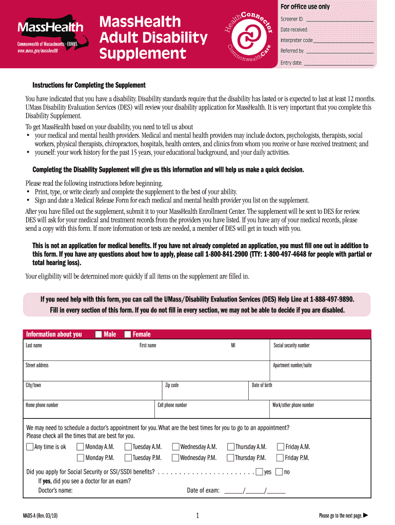  Masshealth Renewal Form 2010