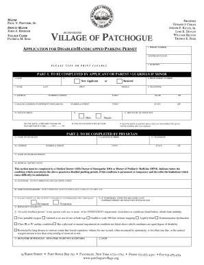 Town of Brookhaven Handicap Parking Permit  Form