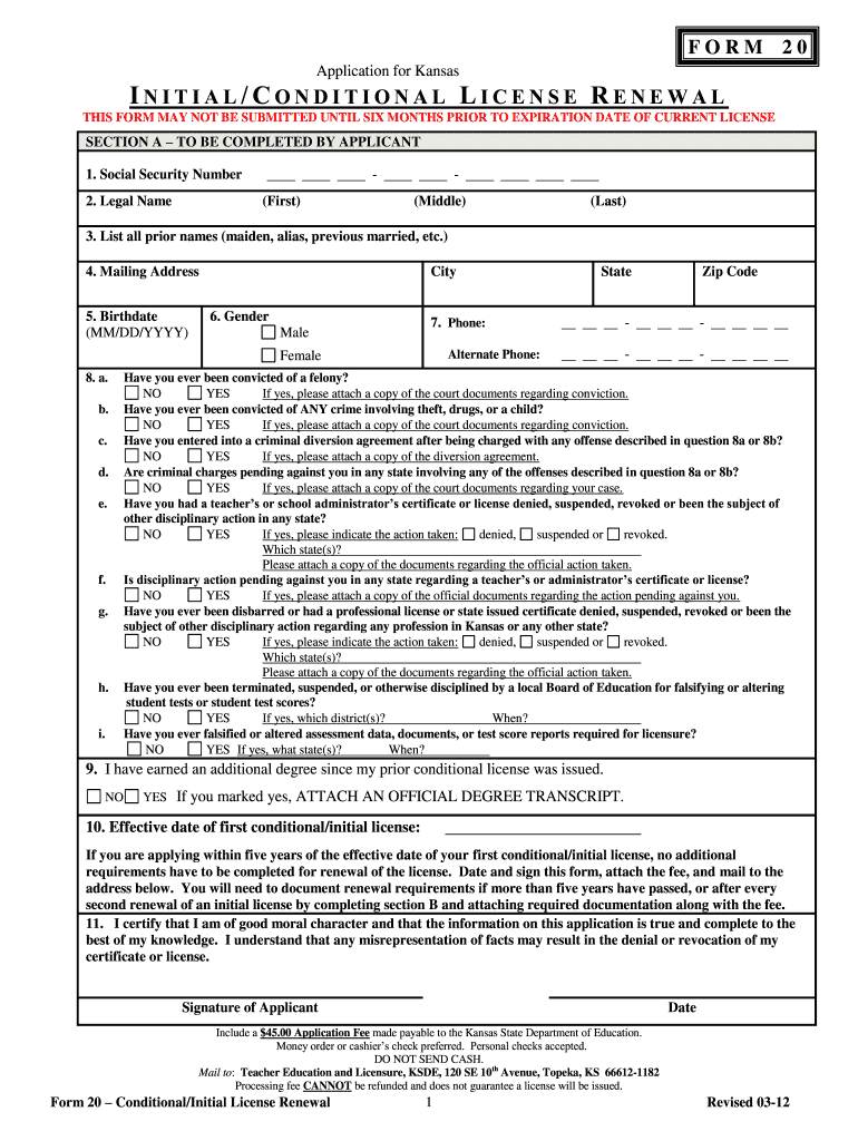  Ksde Form 20 Print 2012-2024