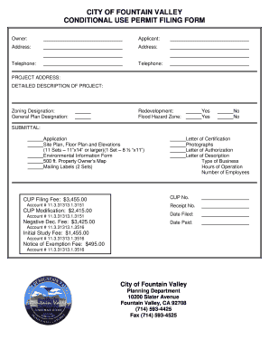 City of Fountain Valley Conditional Use Permit Form