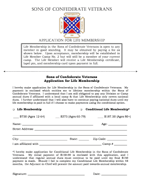 Scv Life Membership  Form