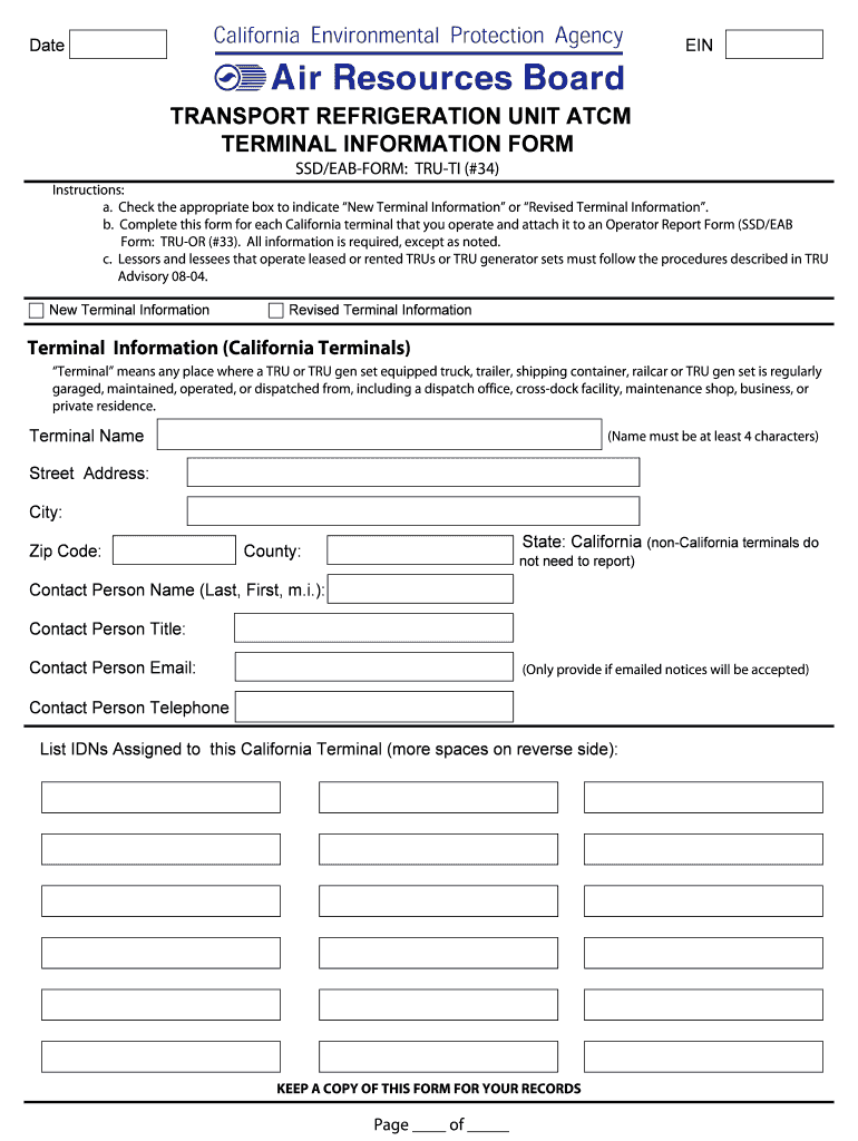 Terminal Information Forms State of California Arb Ca