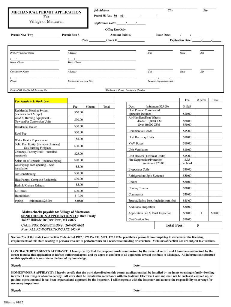  City of Detroit Mechanical Permit 2012-2024