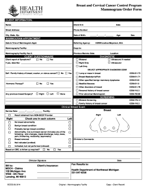 Mammogram Order Form