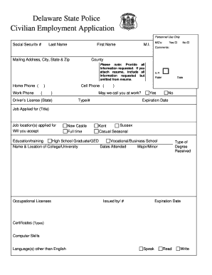 Delaware State Police Online Application Form