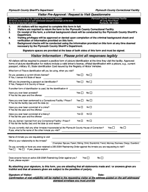 Plymouth County Correctional Facility Visiting Form