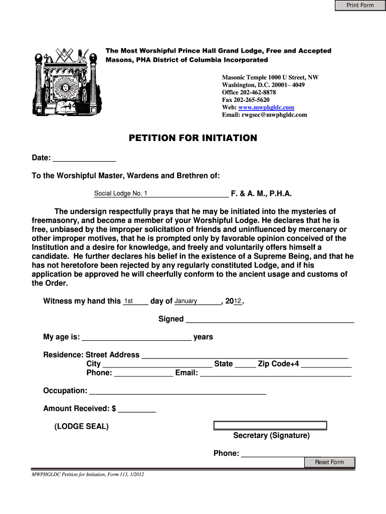 Indiana Mason Plural Membership Petition 2012-2024