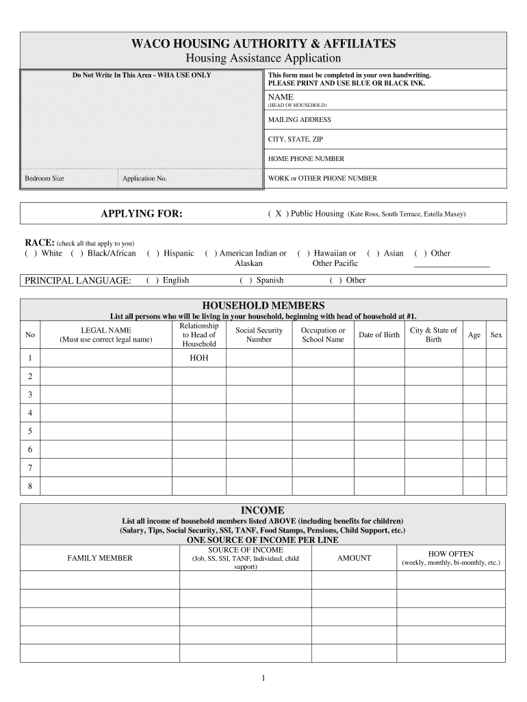 Waco Housing Authority  Form