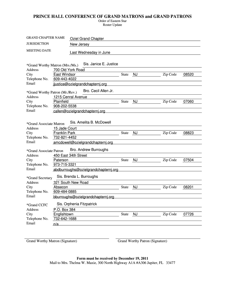 PRINCE HALL CONFERENCE of GRAND MATRONS and GRAND PATRONS Conferenceofgrandmasterspha  Form