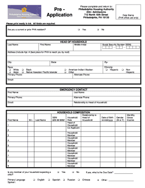 A Housing Authority Attn Admissions 712 North 16 Th Street Philadelphia Pa 19130 Form