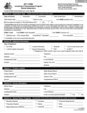 Print Form HOME Investment Partnerships Program Rental Addendum Provide HOME Rental Addendum under Tab 18