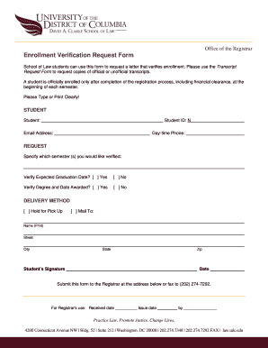  Enrollment Verification Form 2012