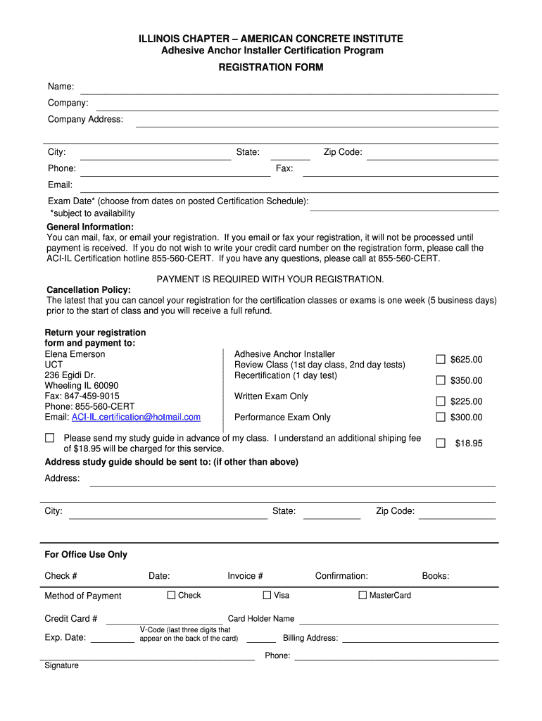 ILLINOIS CHAPTER AMERICAN CONCRETE ACI Illinois  Form