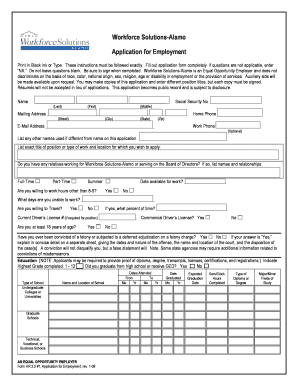 Workforce Solutions Alamo Application for Employment Workforcesolutionsalamo  Form